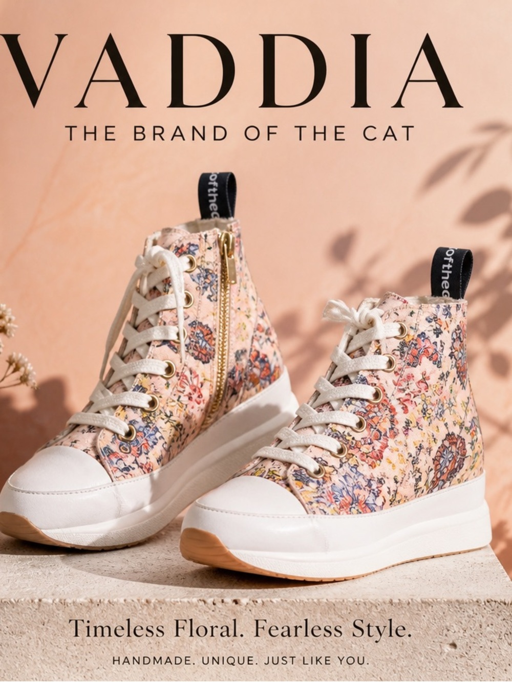 Vaddia The Brand Of The Cat high top canvas floral platform shoes sz 9 (39)